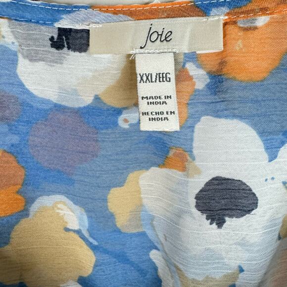 Joie Tiered Ruffle High Low Midi Dress Blue White Floral Print Lightweight XXL - Picture 8 of 9